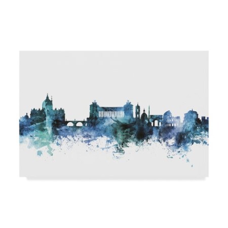 Trademark Fine Art Michael Tompsett 'Rome Italy Blue Teal Skyline' Canvas Art, 16x24 MT01599-C1624GG